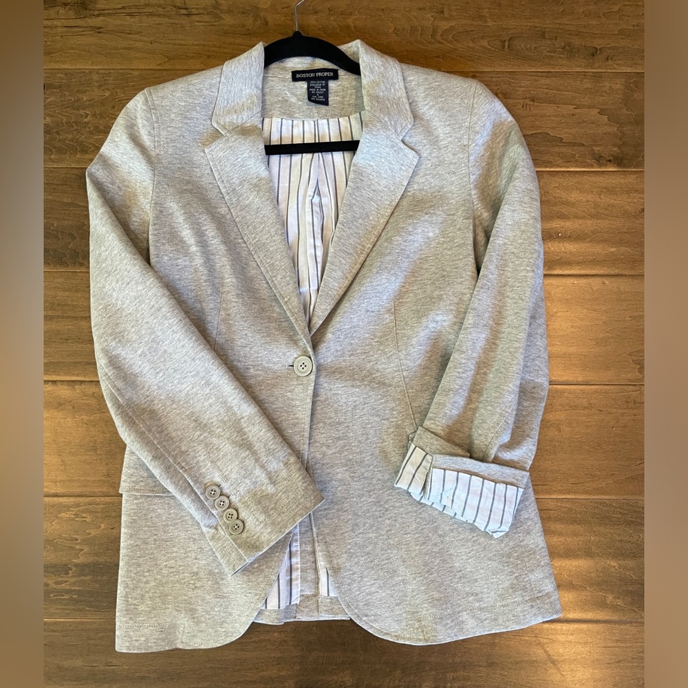 Boston Proper grey cotton blazer